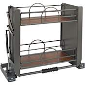 Rev-A-Shelf Modern 22-1/4"W 2 Tier Pull Down Shelf Organizer for Wall Cabinets Orion Gray