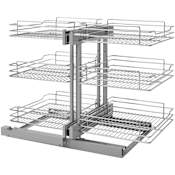 Rev-A-Shelf Classic 32-1/4"W Soft Close Steel Wire Frame 6 Shelf Pull Out Swivel Blind Corner Cabinet Organizer Chrome