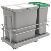 Rev-A-Shelf Sink Classics 9"W Under Sink Pull Out Combo 15L Trash Bin and 8L Recycle Bin with Soft Close / Reduced Depth Chrome