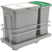 Rev-A-Shelf Sink Classics 9"W Under Sink Pull Out Combo 15L Trash Bin and 8L Recycle Bin with Soft Close / Reduced Depth Chrome