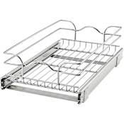 Rev-A-Shelf Classic 11-1/2"W Single Tier Bottom Mount Pull Out Steel Wire Frame Slide Out Basket Organizer Chrome