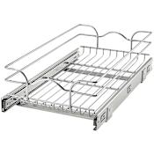 Rev-A-Shelf Classic 11-1/2"W Single Shelf / Tier Bottom Mount Pull Out Steel Basket Cabinet Organizer Chrome