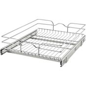 Rev-A-Shelf Classic 17-1/2"W Single Tier Bottom Mount Pull Out Steel Cabinet Basket Organizer Drawer Chrome