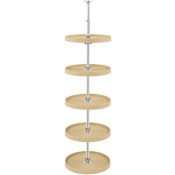 Rev-A-Shelf Classic 5 Tier 16" Full Circle Lazy Susan with 56-62" Adjustable Height Pole for Pantry Cabinets Almond