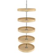 Rev-A-Shelf Classic 5 Tier 18" Full Circle Lazy Susan with 56-62" Adjustable Height Pole for Pantry Cabinets Almond