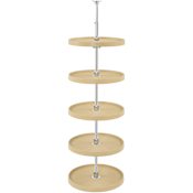 Rev-A-Shelf Classic 5 Tier 18" Full Circle Lazy Susan with 56-62" Adjustable Height Pole for Pantry Cabinets Almond