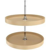 Rev-A-Shelf Classic Full Circle 24" 2 Tier Lazy Susan with 26-31" Adjustable Height Pole for Corner Base Cabinets Almond