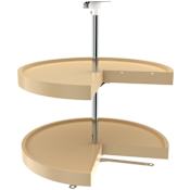 Rev-A-Shelf Classic 2 Tier 24" Pie Cut Door Mount Lazy Susan with 26-32" Adjustable Height Pole for Corner Base Cabinets Almond