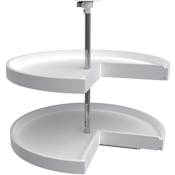 Rev-A-Shelf Classic 2 Tier 28" Pie Cut Door Mount Lazy Susan with 26-31" Adjustable Height Pole for Corner Base Cabinets White