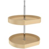Rev-A-Shelf Classic 2 Tier 20" D Shaped Flat Side Lazy Susan with 26-31" Adjustable Height Pole for Corner Wall Cabinets Almond