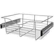 Rev-A-Shelf Classic Closet 18"W x 14"D x 7"H Pull Out Sliding Wire Closet Basket Drawer for Custom Closet Systems Chrome