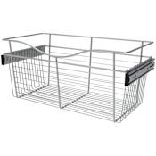 Rev-A-Shelf Classic Closet 24"W x 12"D x 11"H Sliding Pull Out Deep Closet Basket for Custom Closet Systems Chrome
