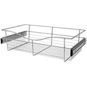 Rev-A-Shelf Classic Closet 24"W x 14"D x 7"H Sliding Pull Out Deep Closet Storage Basket for Custom Closet Systems Chrome