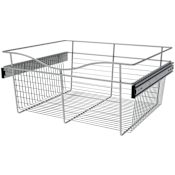 Rev-A-Shelf Classic Closet 24"W x 20"D x 11"H Sliding Pull Out Closet Basket for Custom Closet Systems Chrome