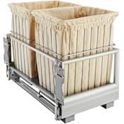 Rev-A-Shelf Classic Closet 23-3/4"W Wire Frame Double Pull Out Laundry Basket Drawer Hamper with Soft Open and Close Silver