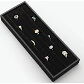 Rev-A-Shelf Classic Closet 11-5/8" x 4-1/4" Felt Lined Ring Holder Jewelry Organizer for Closet Drawers Black