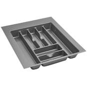 Rev-A-Shelf Value Line 17-1/2"W Polymer Trim to Fit Glossy Silverware Cutlery Tray Drawer Insert Organizer Silver