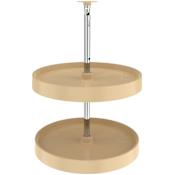 Rev-A-Shelf Lazy Daisy Polymer Double 2 Tier Shelf 18" Full Circle Lazy Susan With Adjustable Post for Corner Wall Cabinets Almond