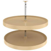 Rev-A-Shelf Lazy Daisy Polymer Double 2 Tier 28" Full Circle Ridge Bottom Mount Lazy Susan for Corner Base Cabinets with Adjustable Post Almond