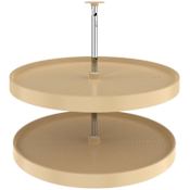 Rev-A-Shelf Lazy Daisy Polymer Double 2 Tier 28" Full Circle Ridge Bottom Mount Lazy Susan for Corner Base Cabinets with Adjustable Post Almond