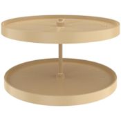 Rev-A-Shelf Lazy Daisy Polymer Double 2 Tier 28"W Full Circle Ridged Bottom Mount Lazy Susan for Corner Base Cabinets Almond