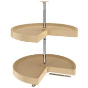Rev-A-Shelf Lazy Daisy Double 2 Tier 24" Pie Shaped Door Lazy Susan with 26-31" Adjustable Pole for Corner Base Cabinets - 92 Lb Weight Capacity Almond