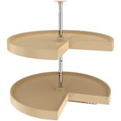 Rev-A-Shelf Lazy Daisy Double 2 Tier 28" Pie Shaped Door Lazy Susan with 26-31" Adjustable Pole for Corner Base Cabinets - 136 Lb Weight Capacity Almond