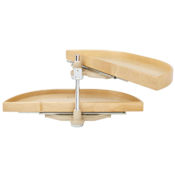 Rev-A-Shelf Lazy Daisy Wood Double 2 Tier 32" Half Moon Pivot / Slide Lazy Susan for 12" Blind Corner Cabinets Maple / Chrome