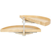 Rev-A-Shelf Lazy Daisy Wood Double 2 Tier 35" Half Moon Pivot / Slide Lazy Susan for 15" Opening Blind Corner Cabinets Maple / Chrome