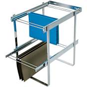 Rev-A-Shelf Classic 14-3/4"W Two Tier Pull Out File Drawer Filing Kit for Kitchen or Office Cabinet Organization Chrome