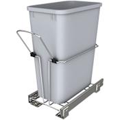 Rev-A-Shelf Classic 9-1/3"W Under Sink Steel Frame Slim Single 32 Qt / 8 Gallon Pull Out Trash Can - Dual Configuration Gray