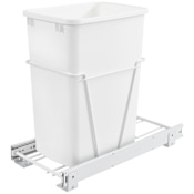 Rev-A-Shelf Classic 10-1/2"W Steel Frame Pull Out Single 35Qt / 8.75 Gallon Trash / Waste Bin with Full Extension Slides White