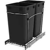 Rev-A-Shelf Classic 11-1/2"W Steel Frame Pull Out Double 27 Qt / 12 Gallon Trash Bins / Waste System with Handle Pull Black