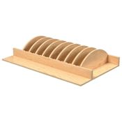 Rev-A-Shelf Adjustable 31"W Deep Drawer Organizer for Trays, Lids, Cutting Boards for 36" Base Drawer Light Brown
