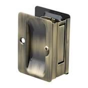 Richelieu 3-1/4 Inch x 2-1/4 Inch Flush Rectangular Passage Pocket Door Pull Antique Brass