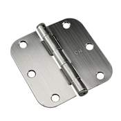 Richelieu 3-1/2 Inch x 3-1/2 Inch Plain Bearing 5/8 Inch Radius Corner Mortise Door Hinge - Three Hinges Antique Nickel
