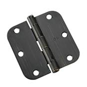 Richelieu 3-1/2 Inch x 3-1/2 Inch Plain Bearing 5/8 Inch Radius Corner Mortise Door Hinge - Pair Oil-Rubbed Bronze