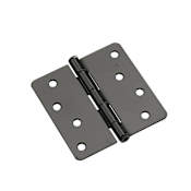 Richelieu 4 Inch x 4 Inch Plain Bearing 1/4 Inch Radius Corner Mortise Door Hinge - Pair Black