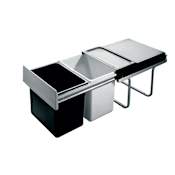 Richelieu Bottom Mount Double Bin Trash Can with Full Extension Slides - 19.02 Quart Capacity per Bin Black
