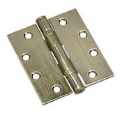 Richelieu 4-1/2 Inch x 4 Inch Ball Bearing Square Corner Mortise Door Hinge - Three Hinges Antique Brass