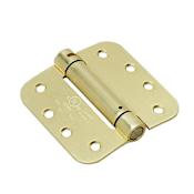Richelieu 4 Inch x 4 Inch Spring 5/8 Inch Radius Corner Mortise Door Hinge - Single Hinge Brass