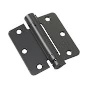 Richelieu 3-1/2 Inch x 3-1/2 Inch Spring 1/4 Inch Radius Corner Mortise Door Hinge - Pair Black