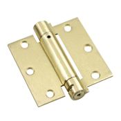 Richelieu 3-1/2 Inch x 3-1/2 Inch Spring Square Corner Mortise Door Hinge - Single Hinge Brass
