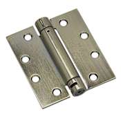Richelieu 4-1/2 Inch x 4 Inch Spring Square Corner Mortise Door Hinge - Single Hinge Antique Brass