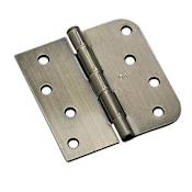 Richelieu 4 Inch x 4 Inch Plain Bearing Square and 5/8 Inch Radius Corner Mortise Door Hinge - Three Hinges Antique Brass