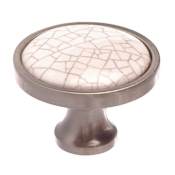Richelieu Expression 1-1/8 Inch Mushroom Cabinet Knob Brushed Nickel / Crackle White