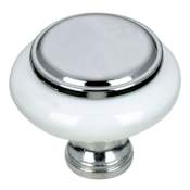 Richelieu 1-1/4 Inch Diameter Mushroom Cabinet Knob From the Expression Collection Chrome / White
