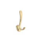Richelieu 4-1/2 Inch Double Metal Coat Hook Satin Brass