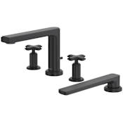 Riobel Manifesto Deck Mounted Roman Tub Filler with Built-In Diverter and Dual Cross Handles - Includes Hand Shower Black