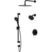 Riobel Nibi Pressure Balanced and Thermostatic Shower System with Shower Head, Hand Shower, Slide Bar, Shower Arm, Hose, and Valve Trim Black